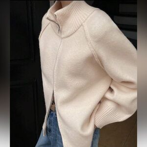 Cream Zip-Up Sweater
